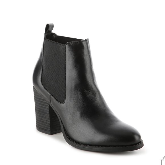 Steve Madden Leather Chelsea Block Heel Ankle Boot - Picture 1 of 8